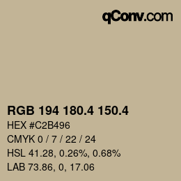 カラーコード: RGB 194 180.4 150.4 | qconv.com