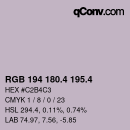 カラーコード: RGB 194 180.4 195.4 | qconv.com