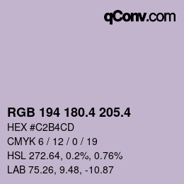 カラーコード: RGB 194 180.4 205.4 | qconv.com