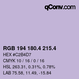 カラーコード: RGB 194 180.4 215.4 | qconv.com