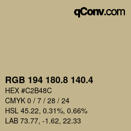 カラーコード: RGB 194 180.8 140.4 | qconv.com