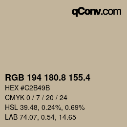 カラーコード: RGB 194 180.8 155.4 | qconv.com