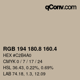 カラーコード: RGB 194 180.8 160.4 | qconv.com