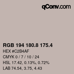 カラーコード: RGB 194 180.8 175.4 | qconv.com