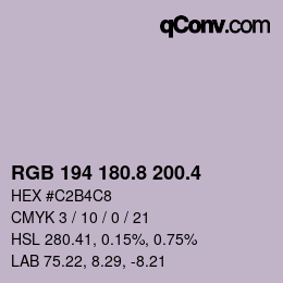 カラーコード: RGB 194 180.8 200.4 | qconv.com