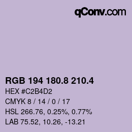 カラーコード: RGB 194 180.8 210.4 | qconv.com