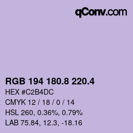 カラーコード: RGB 194 180.8 220.4 | qconv.com