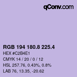 カラーコード: RGB 194 180.8 225.4 | qconv.com