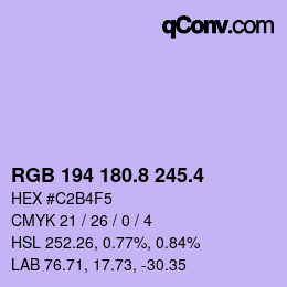 カラーコード: RGB 194 180.8 245.4 | qconv.com