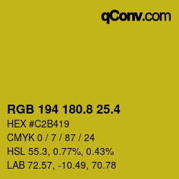 カラーコード: RGB 194 180.8 25.4 | qconv.com