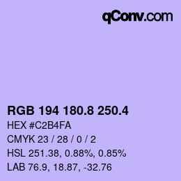 カラーコード: RGB 194 180.8 250.4 | qconv.com