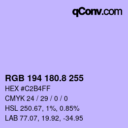 カラーコード: RGB 194 180.8 255 | qconv.com