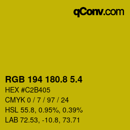 カラーコード: RGB 194 180.8 5.4 | qconv.com