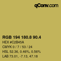 カラーコード: RGB 194 180.8 90.4 | qconv.com