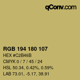 Color code: RGB 194 180 107 | qconv.com