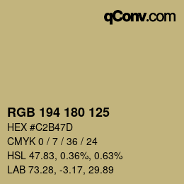 Color code: RGB 194 180 125 | qconv.com