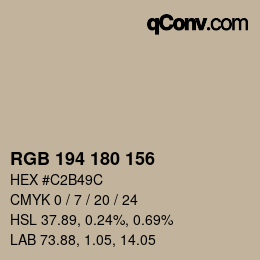 カラーコード: RGB 194 180 156 | qconv.com