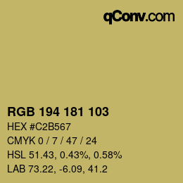 Color code: RGB 194 181 103 | qconv.com
