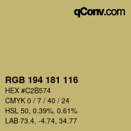 Color code: RGB 194 181 116 | qconv.com