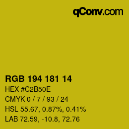 Color code: RGB 194 181 14 | qconv.com