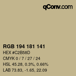 Color code: RGB 194 181 141 | qconv.com