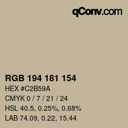カラーコード: RGB 194 181 154 | qconv.com