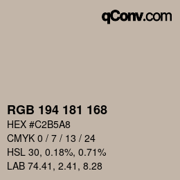 Color code: RGB 194 181 168 | qconv.com