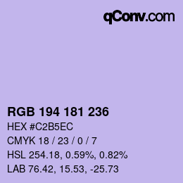 Color code: RGB 194 181 236 | qconv.com