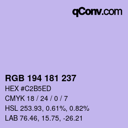 カラーコード: RGB 194 181 237 | qconv.com