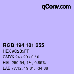 Color code: RGB 194 181 255 | qconv.com