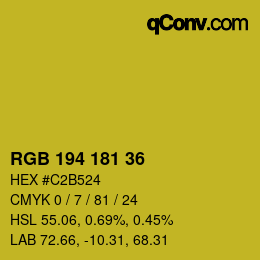 Color code: RGB 194 181 36 | qconv.com