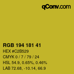 Color code: RGB 194 181 41 | qconv.com