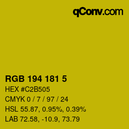 Color code: RGB 194 181 5 | qconv.com