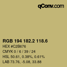 カラーコード: RGB 194 182.2 118.6 | qconv.com