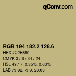 カラーコード: RGB 194 182.2 128.6 | qconv.com