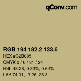 カラーコード: RGB 194 182.2 133.6 | qconv.com
