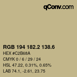 カラーコード: RGB 194 182.2 138.6 | qconv.com