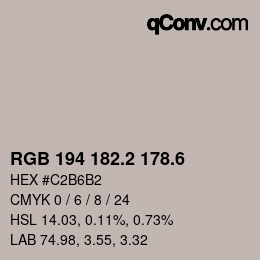 カラーコード: RGB 194 182.2 178.6 | qconv.com