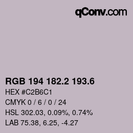 カラーコード: RGB 194 182.2 193.6 | qconv.com