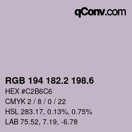 カラーコード: RGB 194 182.2 198.6 | qconv.com