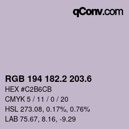 カラーコード: RGB 194 182.2 203.6 | qconv.com