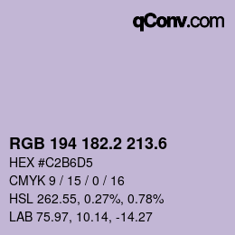 カラーコード: RGB 194 182.2 213.6 | qconv.com
