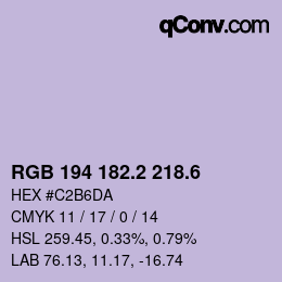 カラーコード: RGB 194 182.2 218.6 | qconv.com