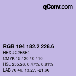 カラーコード: RGB 194 182.2 228.6 | qconv.com