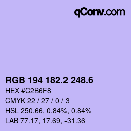 カラーコード: RGB 194 182.2 248.6 | qconv.com