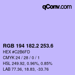 カラーコード: RGB 194 182.2 253.6 | qconv.com