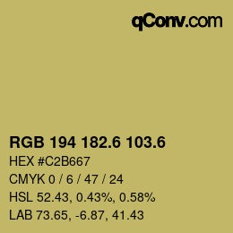 カラーコード: RGB 194 182.6 103.6 | qconv.com