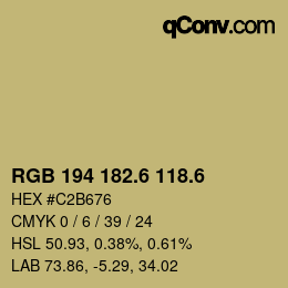 カラーコード: RGB 194 182.6 118.6 | qconv.com