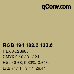 カラーコード: RGB 194 182.6 133.6 | qconv.com