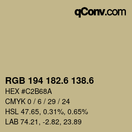 カラーコード: RGB 194 182.6 138.6 | qconv.com